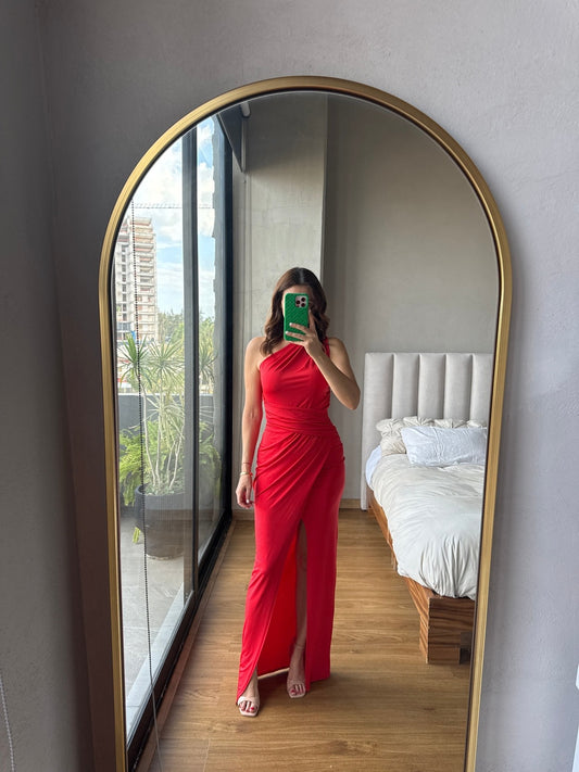 Vestido one shoulder rojo