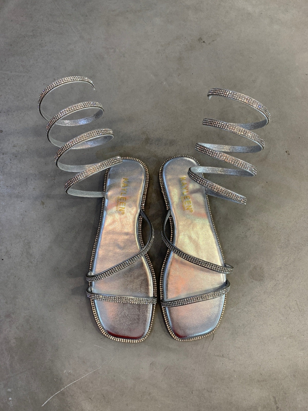 Sandalia plata piedras