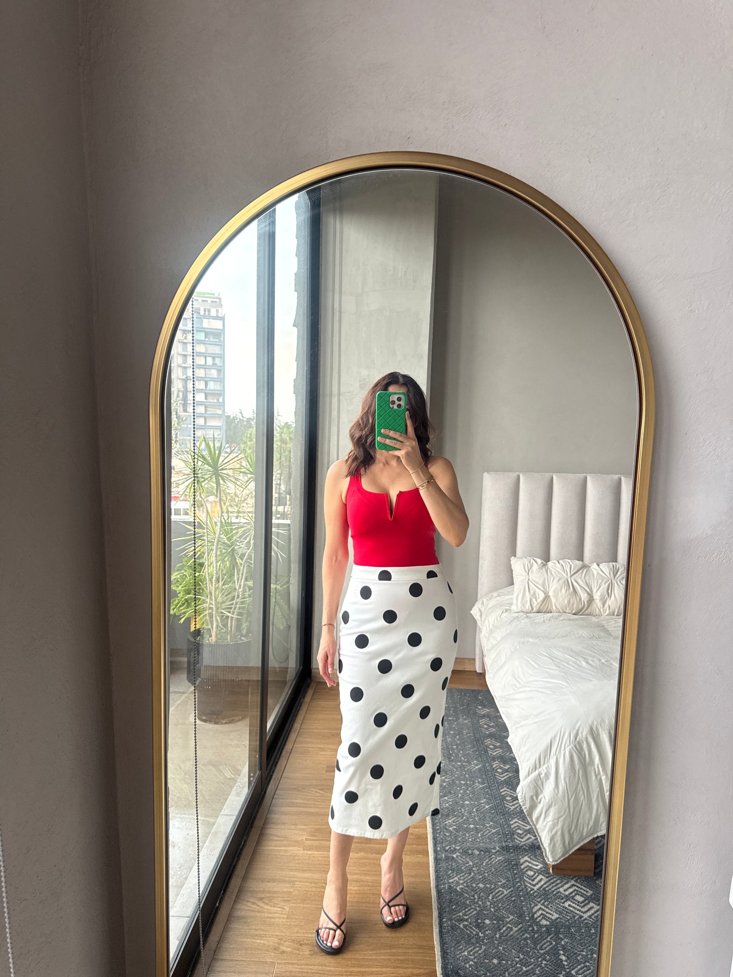 Falda lápiz midi lunares