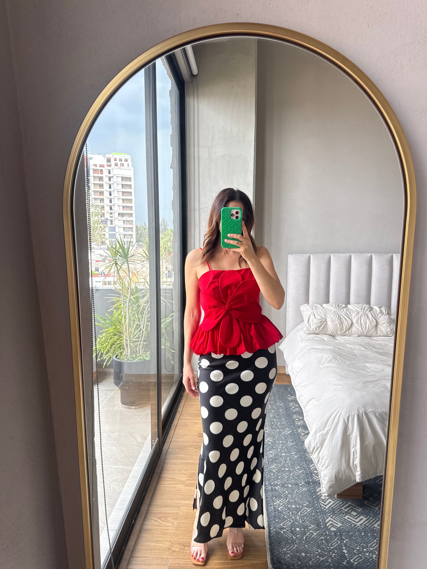 Blusa tirantes flor roja