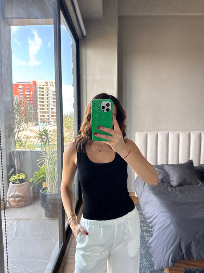 Tank top aplicaciones negro