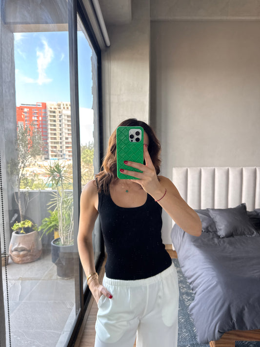 Tank top aplicaciones negro