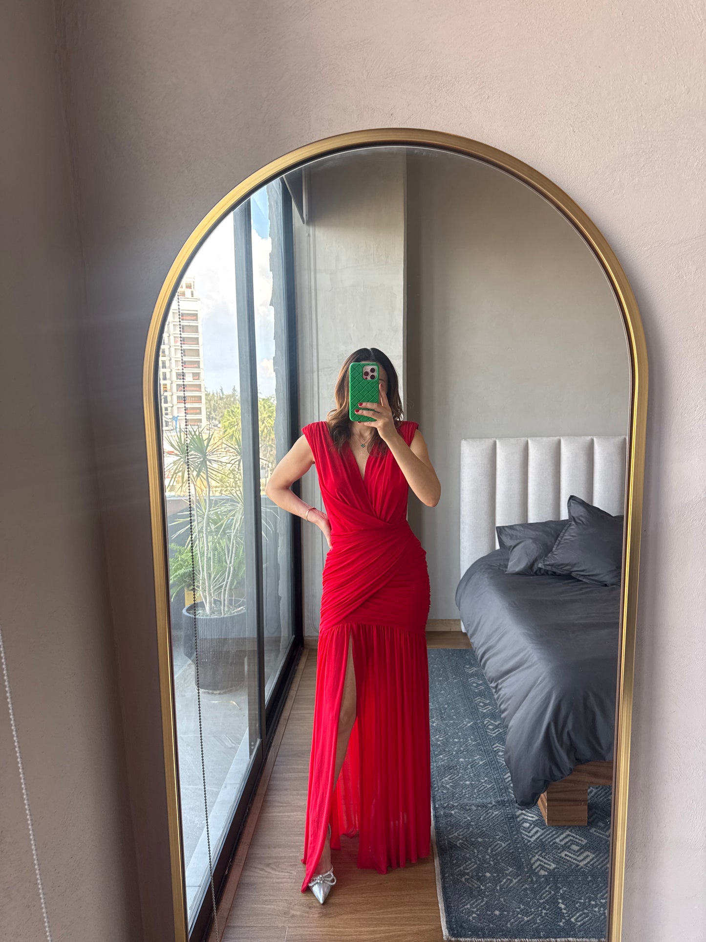 Vestido maxi mesh rojo