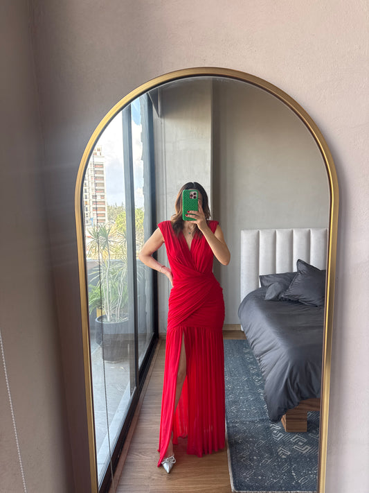 Vestido maxi mesh rojo