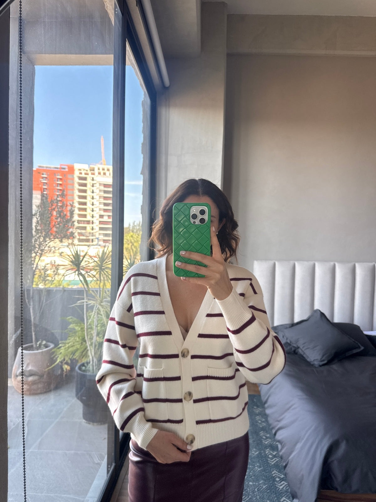 Cárdigan rayas tinto