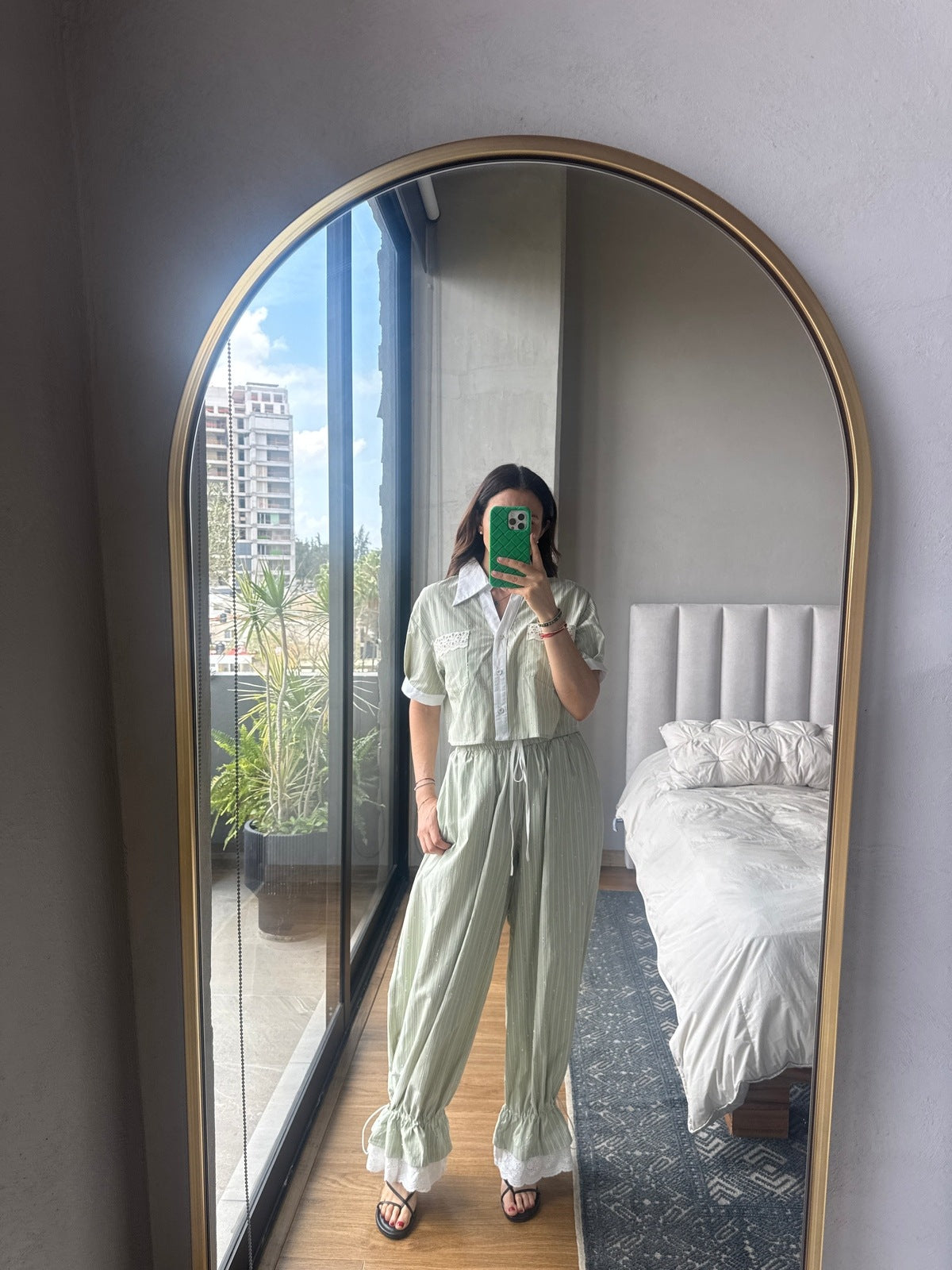 Set blusa y pantalón rayas verde