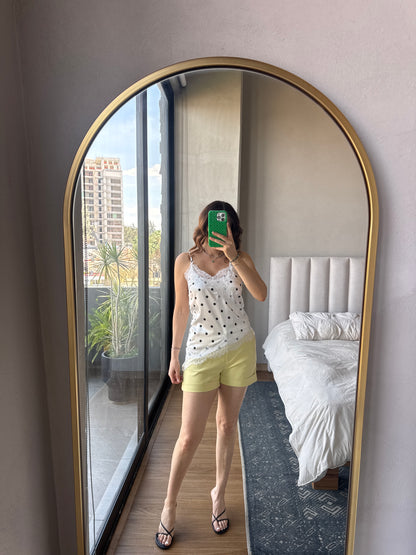 Blusa tirantes satín con lace lunares
