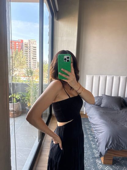 Vestido maxi tirantes negro