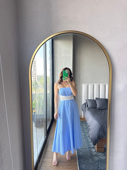 Vestido midi rayas detalle crochet