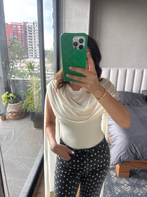 Body con capa mesh crema