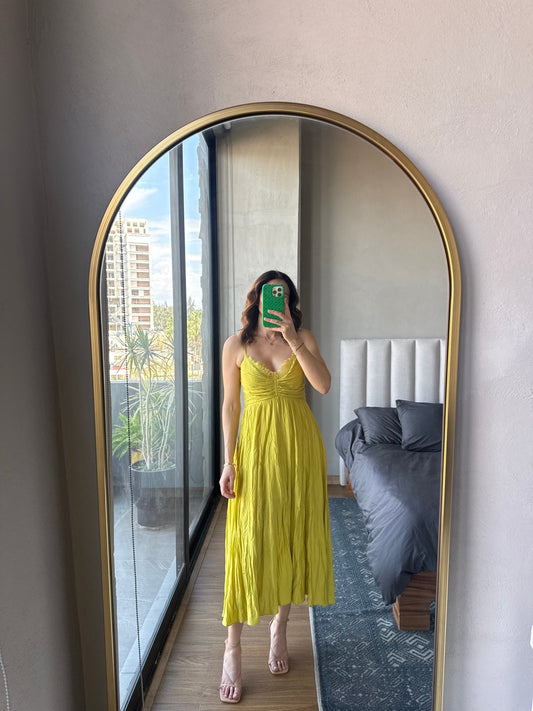 Vestido midi tirantes limón