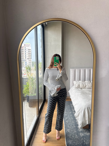 Blusa rayas off shoulder detalle mangas