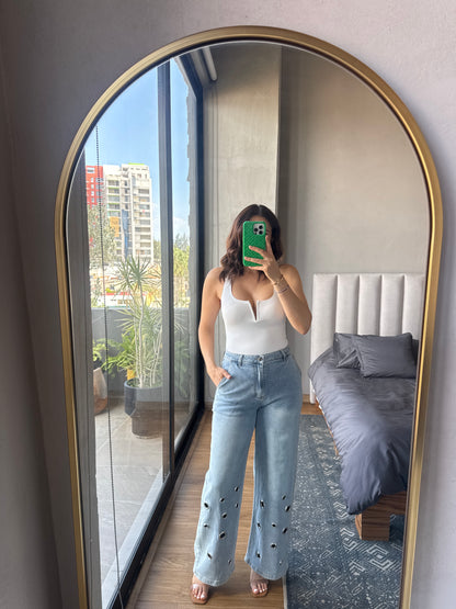 Body tirantes detalle V blanco