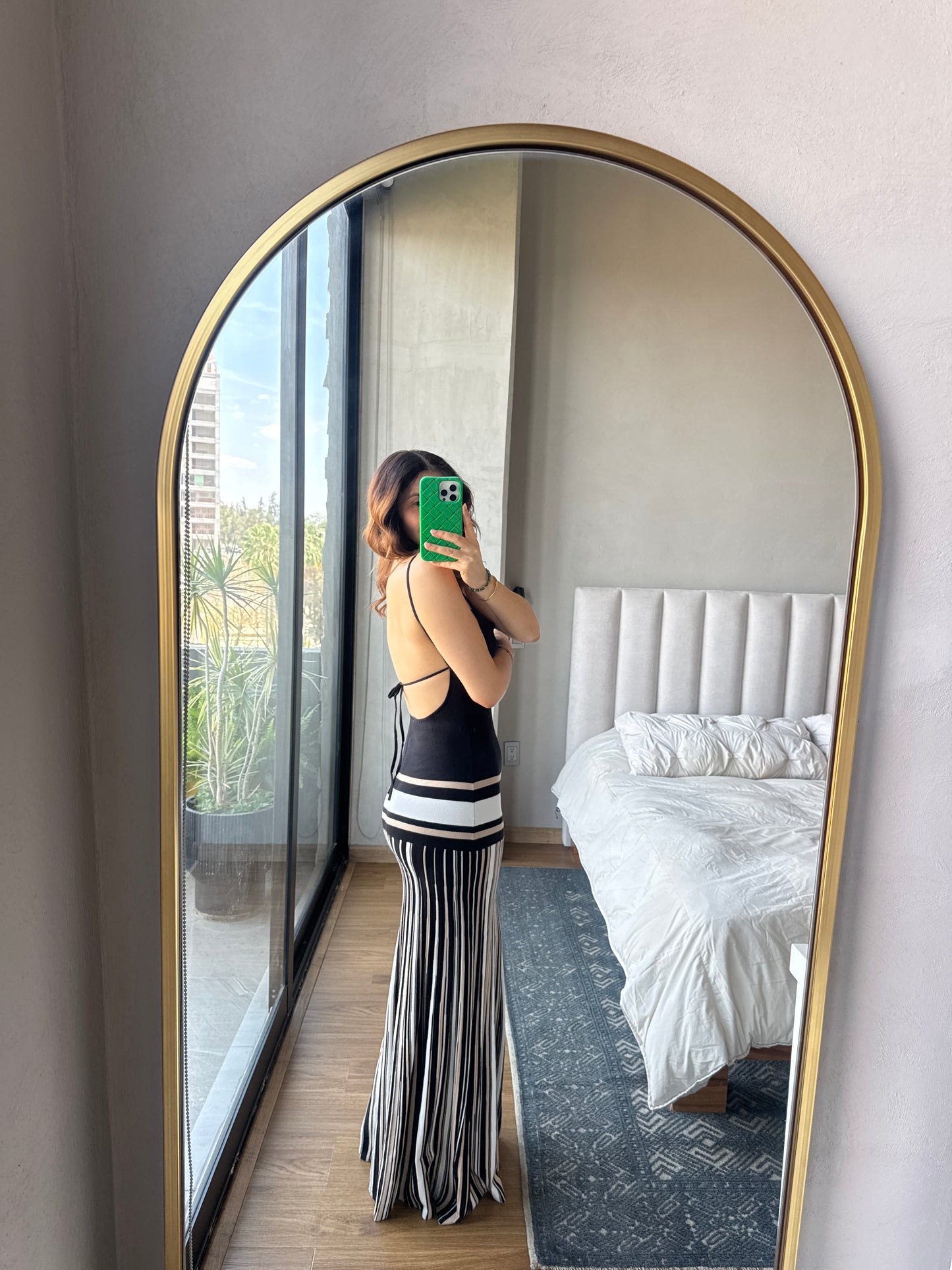 Vestido tirantes maxi tejido negro multi