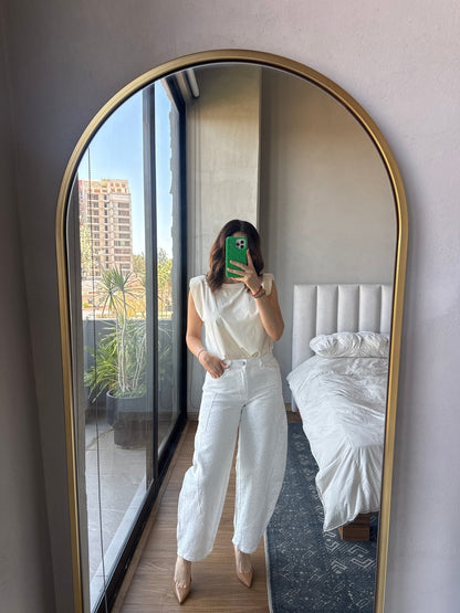 Barrel jeans con aplicaciones blanco