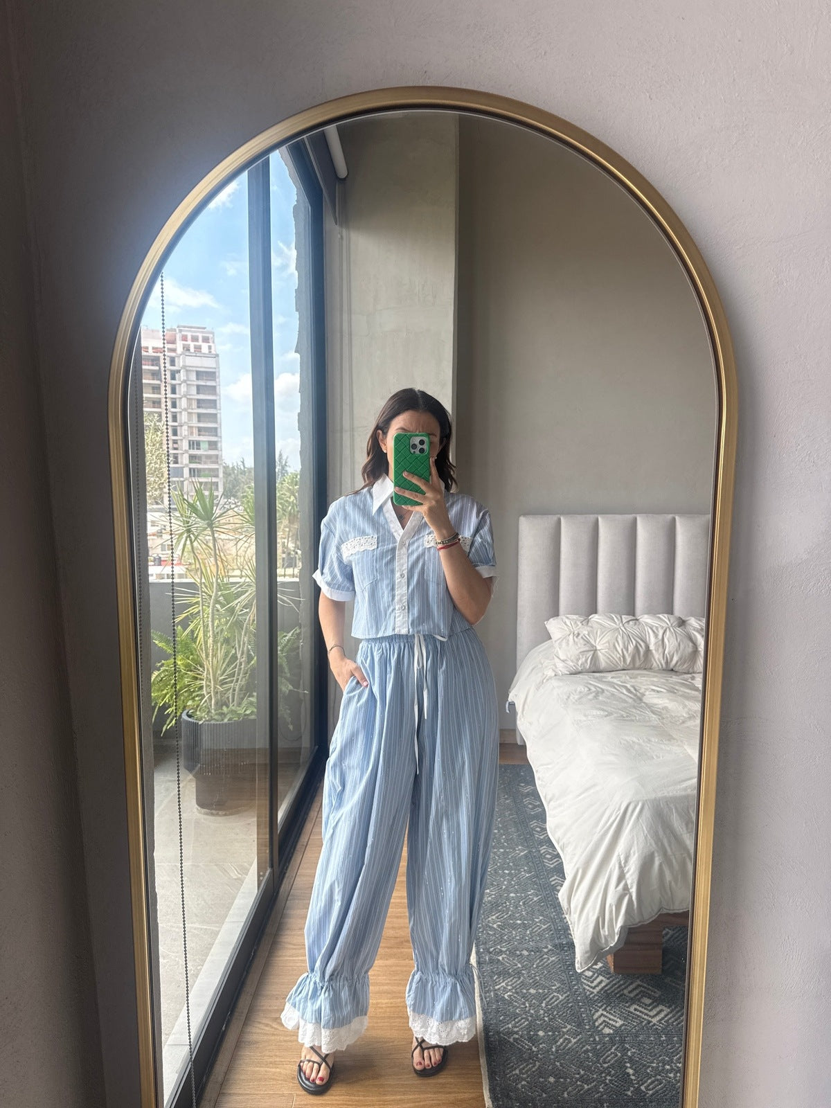 Set blusa y pantalón rayas azul