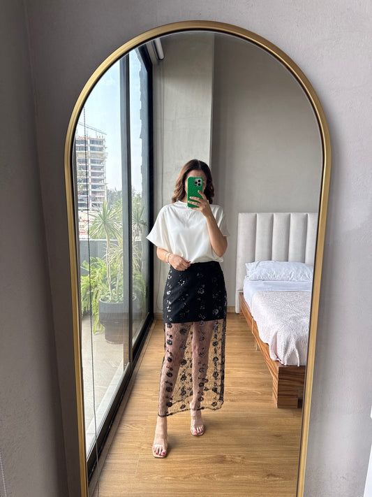 Falda maxi lace y aplicaciones