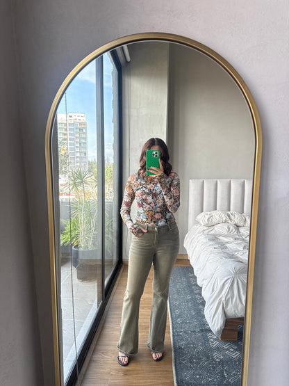 Blusa manga print flores