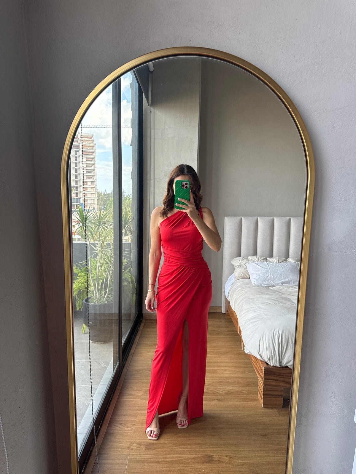 Vestido one shoulder rojo