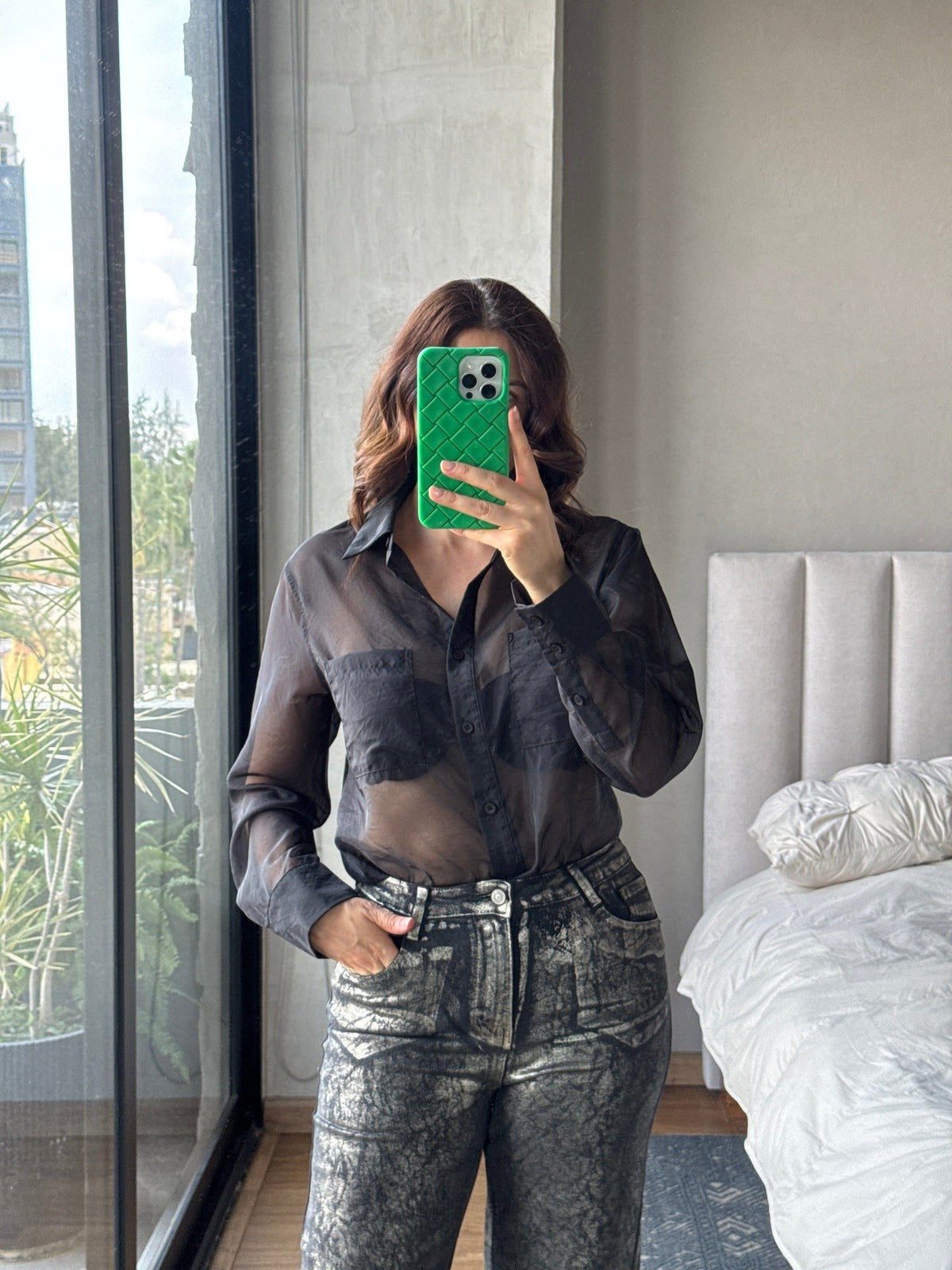 Blusa botones negra