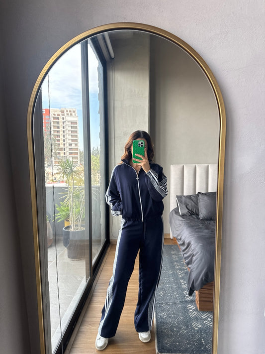 Set pants navy con detalle lateral lace