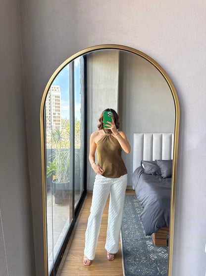 Blusa halter con detalle metal olivo