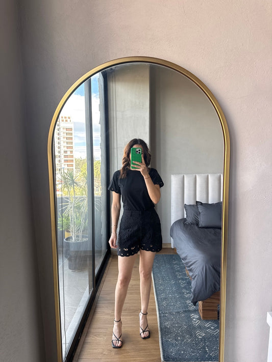 Set blusa y short gipure negro