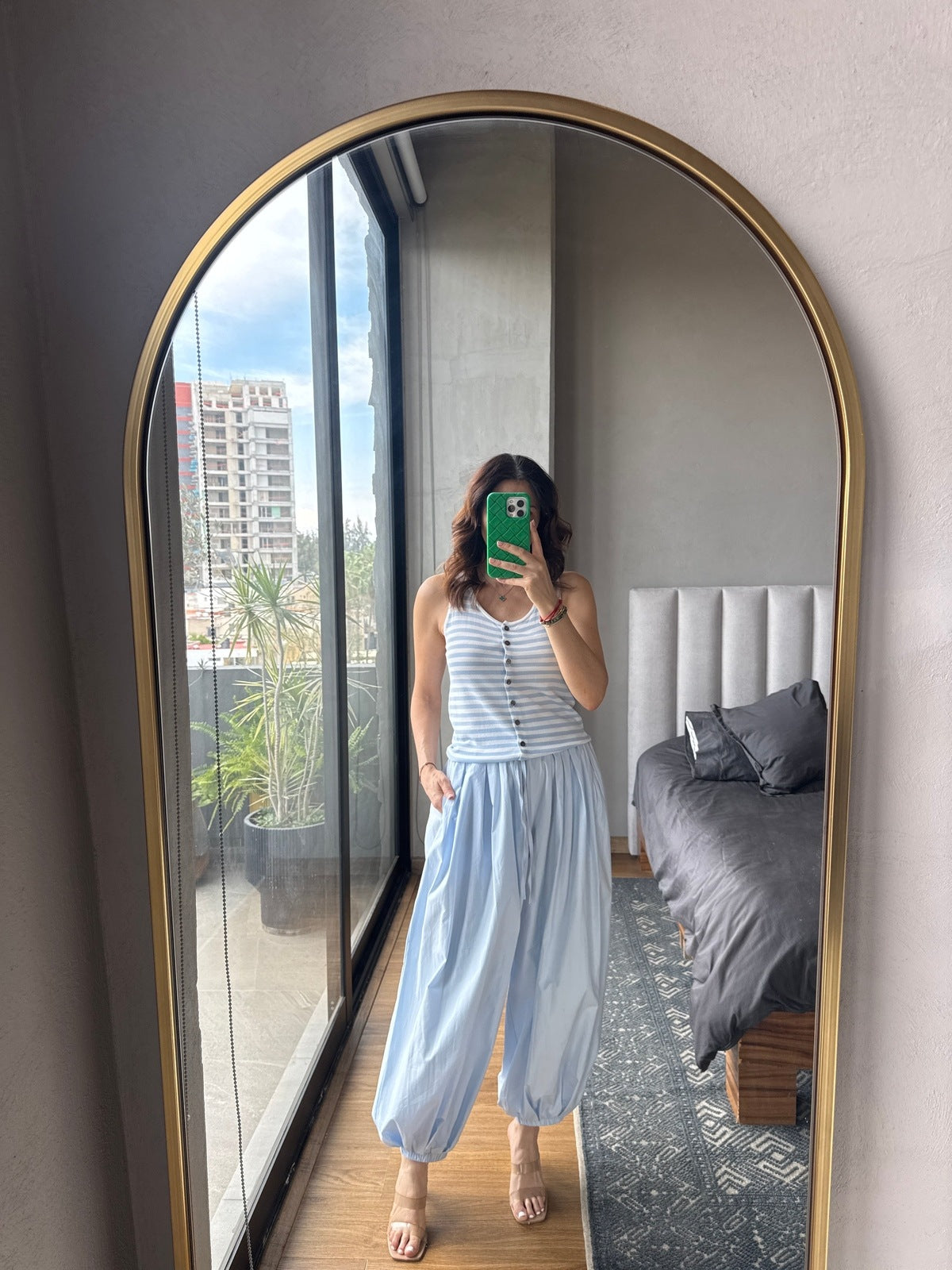 Blusa rayas botones baby blue