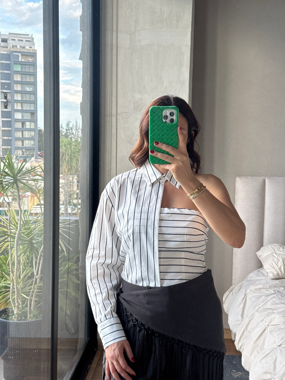 Blusa one shoulder rayas