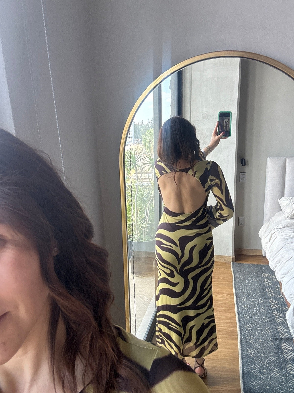 Vestido maxi print zebra amarillo y café