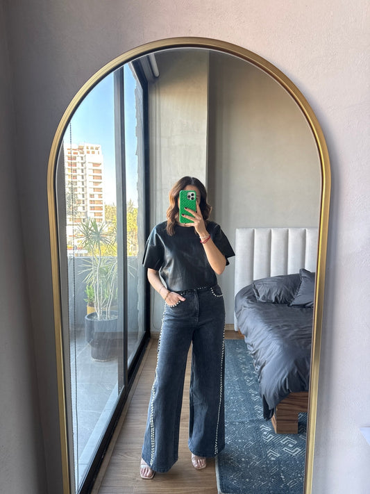 Jeans studs denim gris