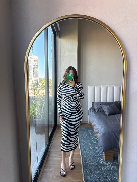 Vestido midi tejido zebra