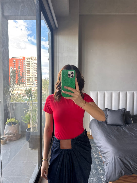 Body manga corta rojo