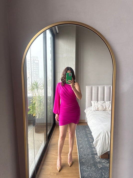 Vestido manga corta rosa