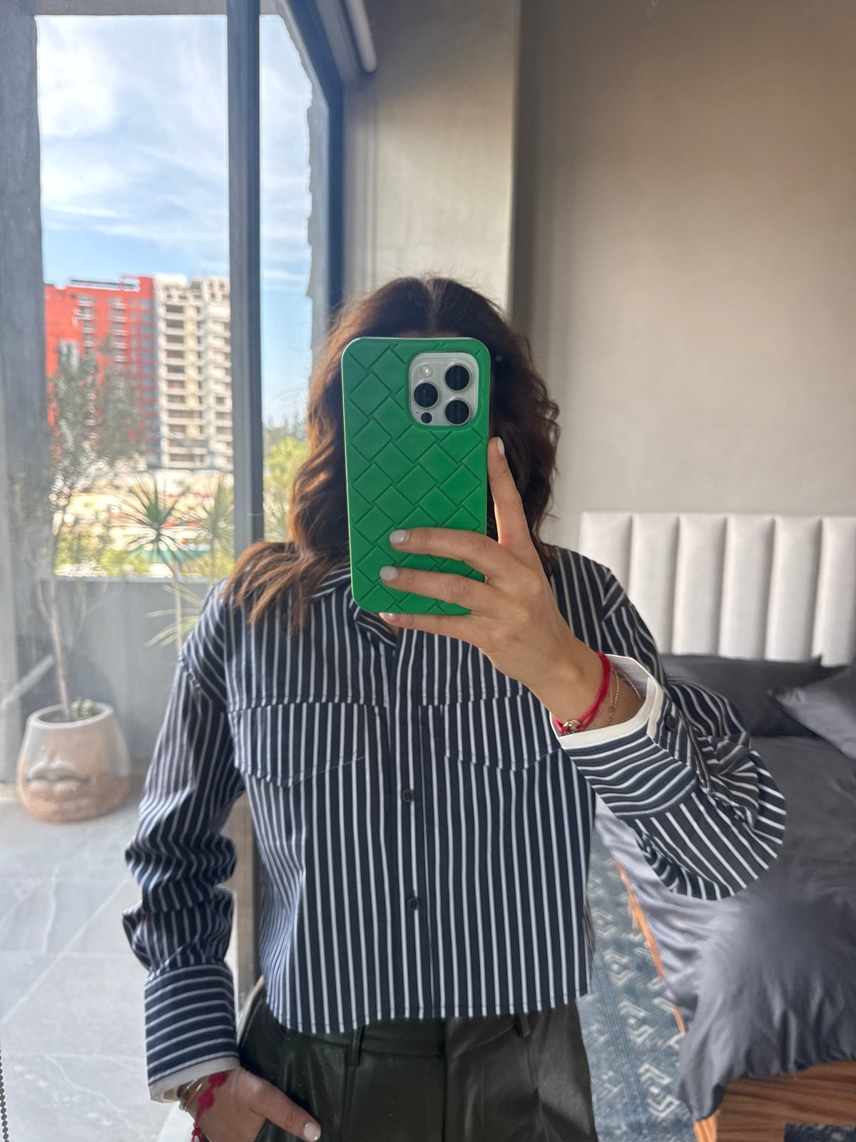 Blusa botones rayas azul