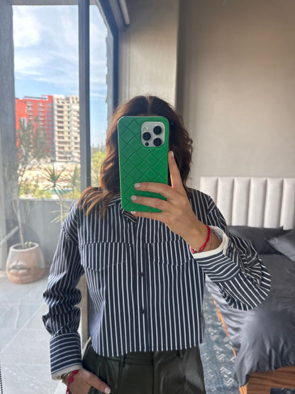 Blusa botones rayas azul