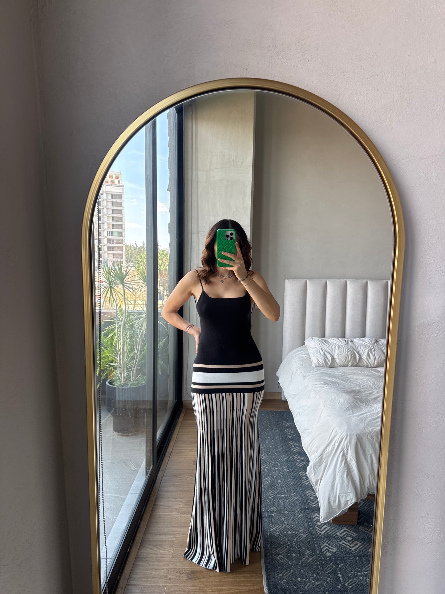 Vestido tirantes maxi tejido negro multi
