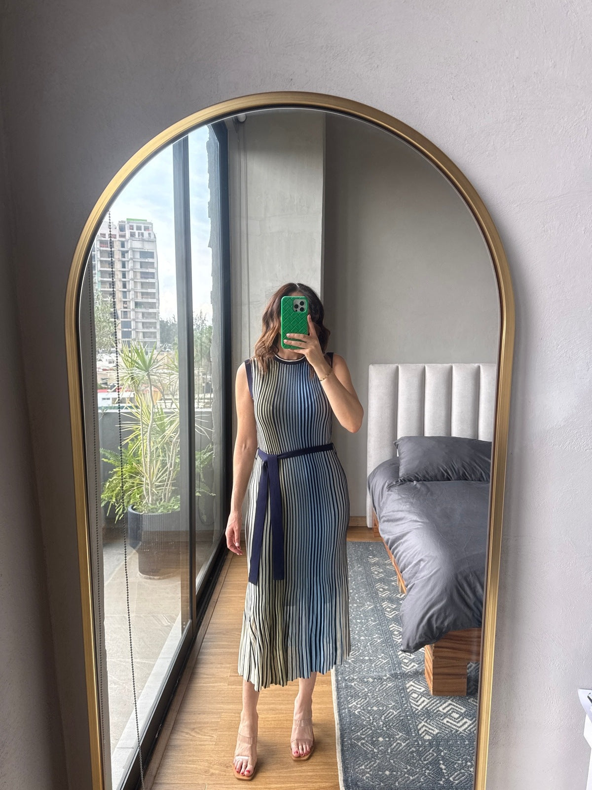 Vestido midi rayas verticales tejido