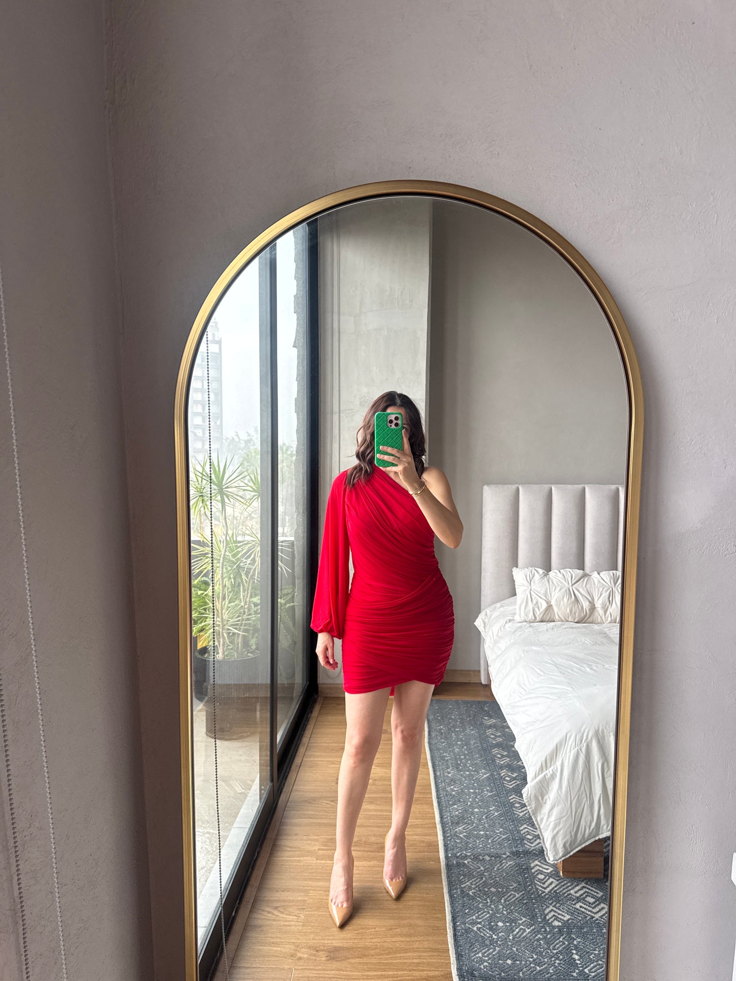 Vestido manga corta rojo