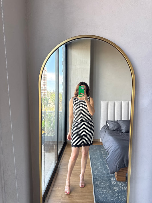 Set blusa y falda crochet bicolor