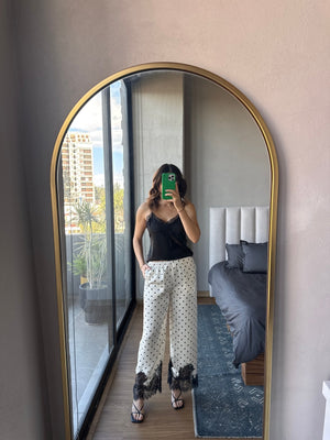 Pantalón satín lunares y lace