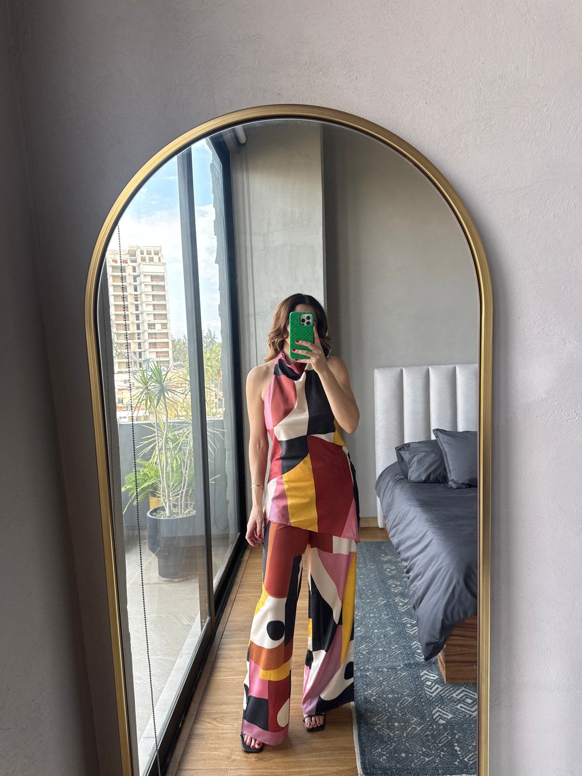 Set blusa halter y pantalón print