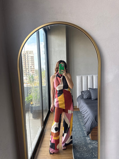 Set blusa halter y pantalón print