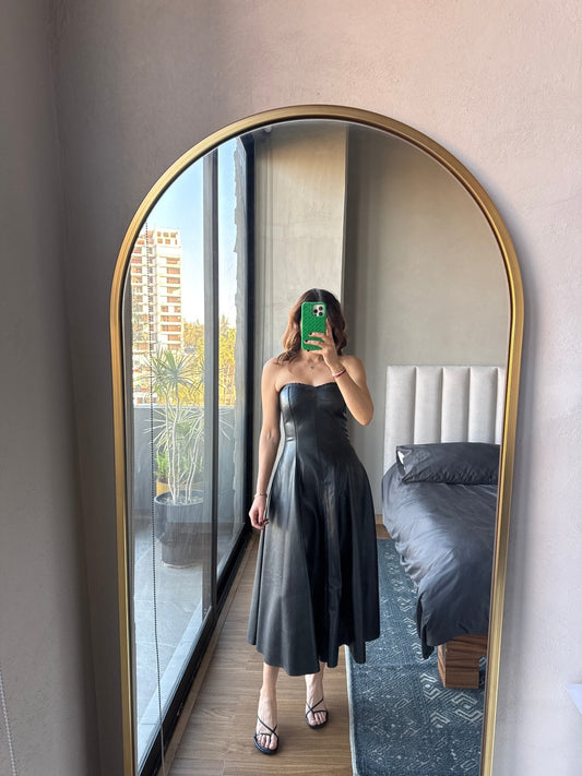 Vestido strapless tipo piel