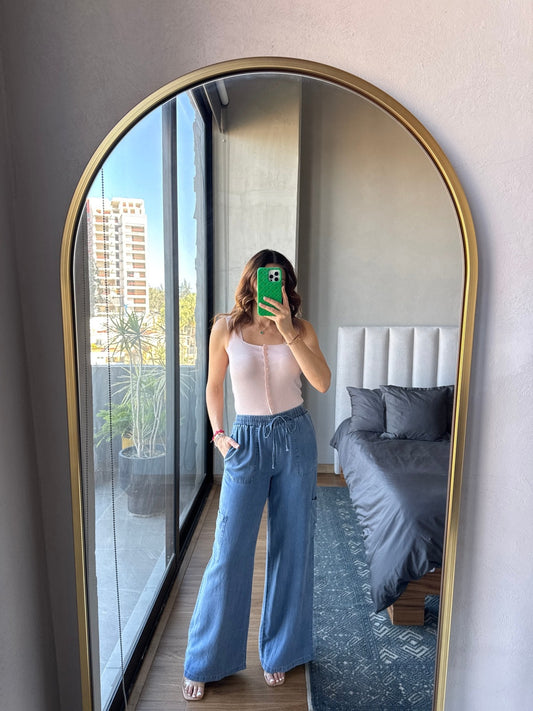 Pantalón con resorte en pretina denim