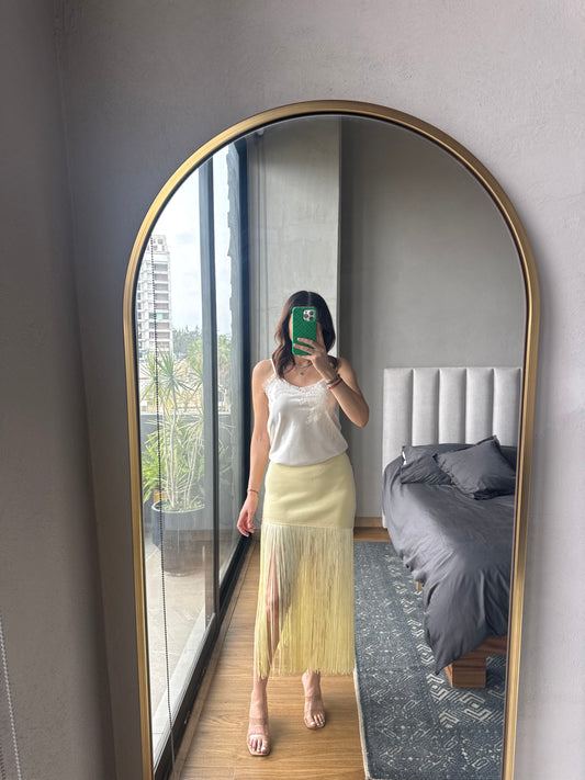 Falda spandex tiras amarilla