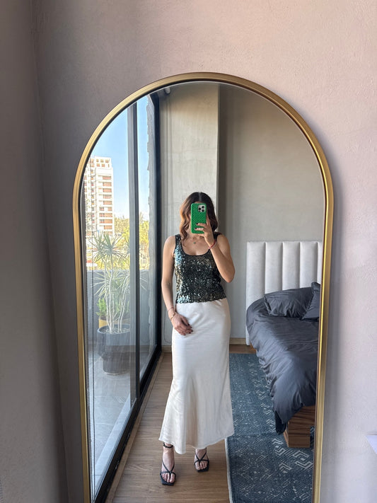 Blusa sin mangas lentejuelas verde