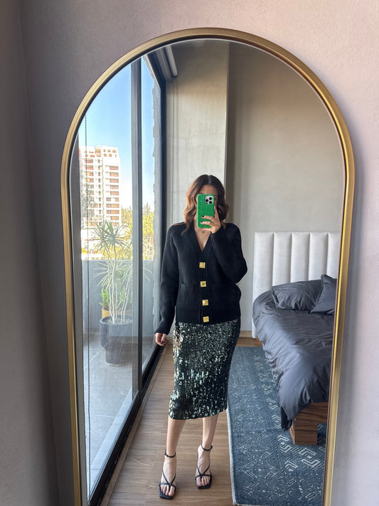 Falda lápiz lentejuelas verde