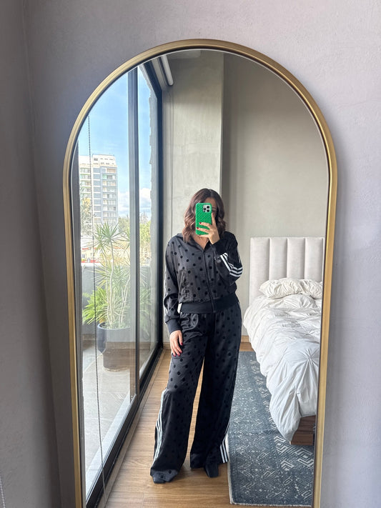 Set pants satín lunares negro