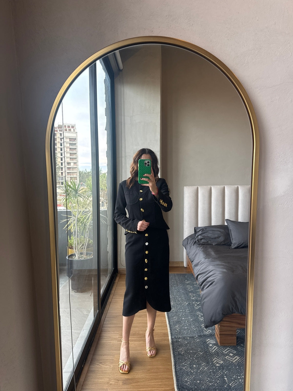 Set blazer y falda negro dupe S